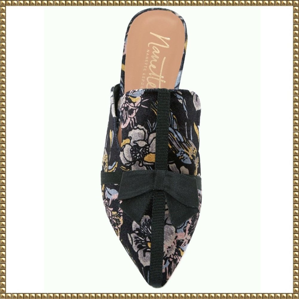 Nanette Lepore Allegra Bow Velvet Mule Slide Sz 7 - Picture 1 of 10